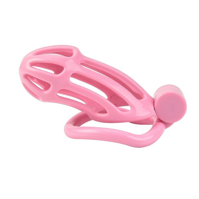 Pink Male Penis Cage with 5 Cock Rings Set Long Penis Bondage Bird Chastity Cage Belt Cock Ring Slave Restraint Man Sex Toy