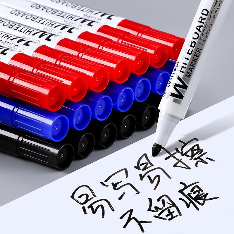 Erasable Large Capacity Whiteboard Marker - Water-Based, Big Head, Easy Erase, Black/Red/Blue for Office Use
