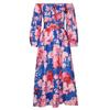 Women's Casual Sexy Flat Neck Pullover Long Sleeve Printed Slit Dress