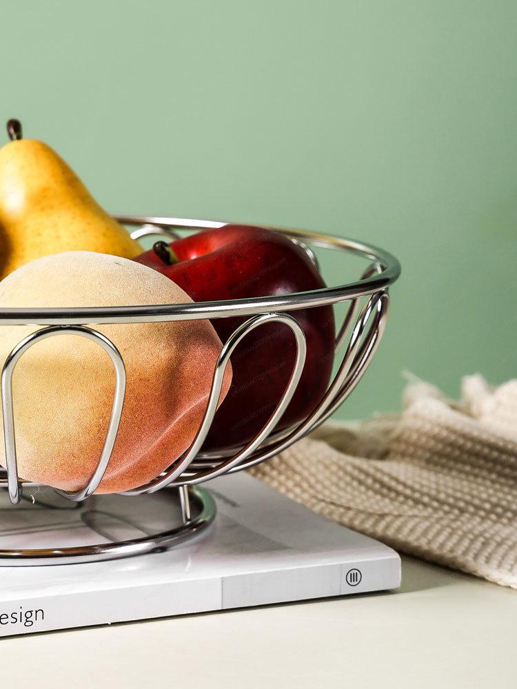 Sturdy 304 stainless steel bread basket fruit basket living room household coffee table fruit plate vegetable basket ornament