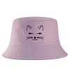 Cute Cat Face Reversible Bucket Hat Kawaii Printed Casual Summer Sun Protection Cotton Unisex Women Fishing Cap Panama Bob Gorras