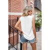 Women's Summer V-Neck Vest T-Shirt with Lace Trim Sleeveless Top
