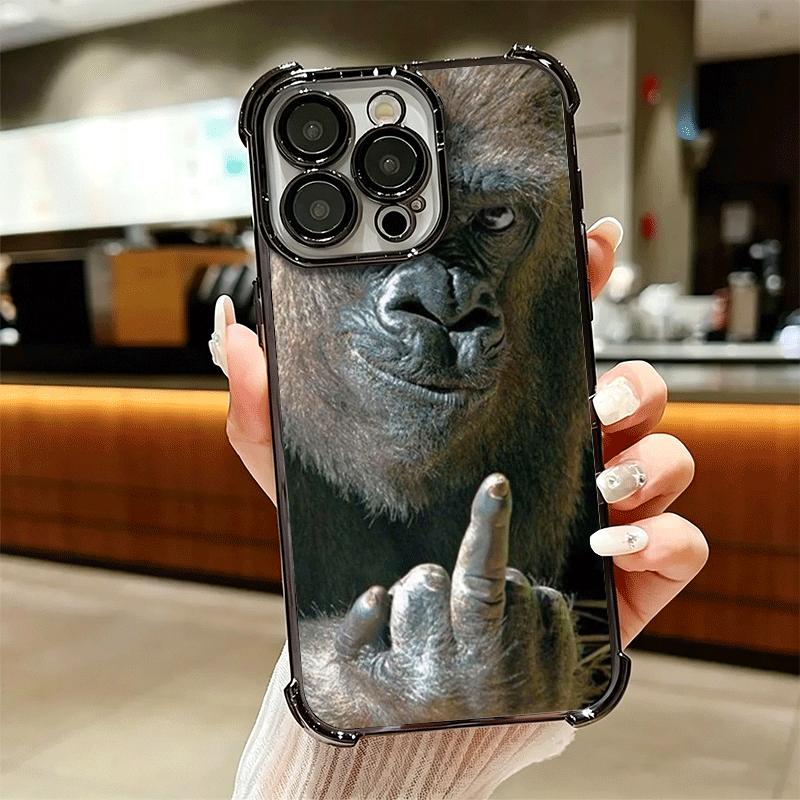 Monkey Memes Soft Phone Case For iPhone 15 16 17 Air 14 Pro Max 16E Plus 13 12 Mini Plating Anti-Fall Fundas