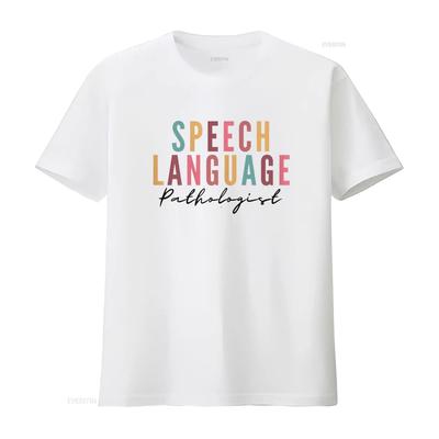 Speech Therapy Language Pathologist SLP Crew School T Shirt Vintage Washed Homme Soft Designer Clothes Unisex Casual Breathable