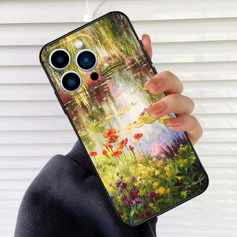 Claude Monet Garden Lotus Phone Case For iPhone 17 16 15 14 13 12 11 Pro Max Mini 15 16 Plus 16e 17 Air Cover Fundas
