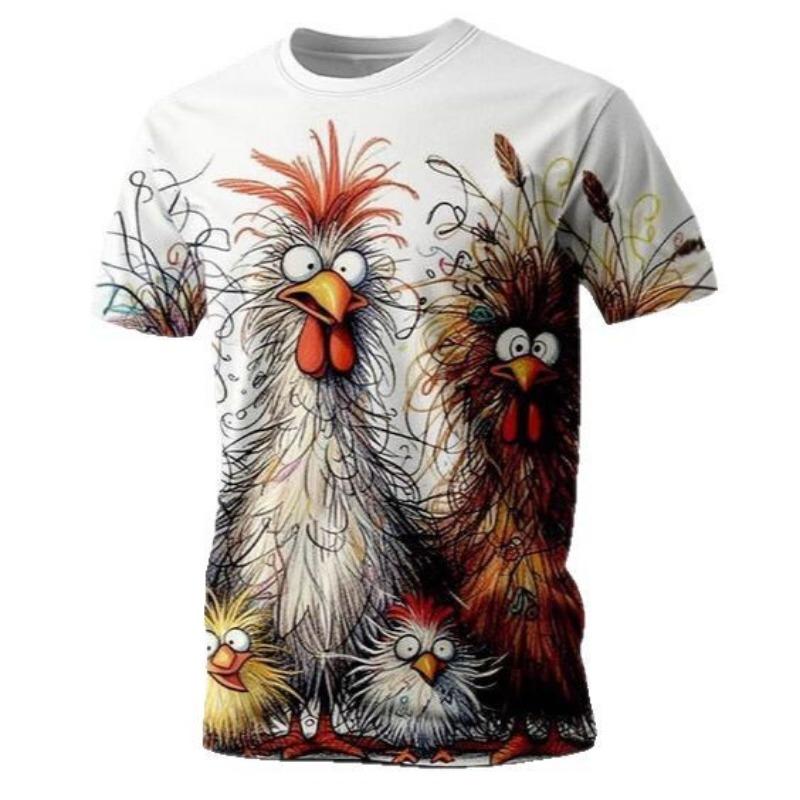 Men's Summer Loose Line Drawing Abstract 3D Printed Round Neck Casual T-shirt
