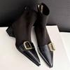 Elegant Pointed Toe Women Ankle Boots Suede Mid Heels Fad Heeled Shoes New Pumps  Winter Casual Woman Short Chelsea Botas