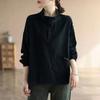 Spring Autumn Women Sports Vintage Casual Shirt Women Young Style Solid Color Long Sleeve High Neck Pocket Button Top