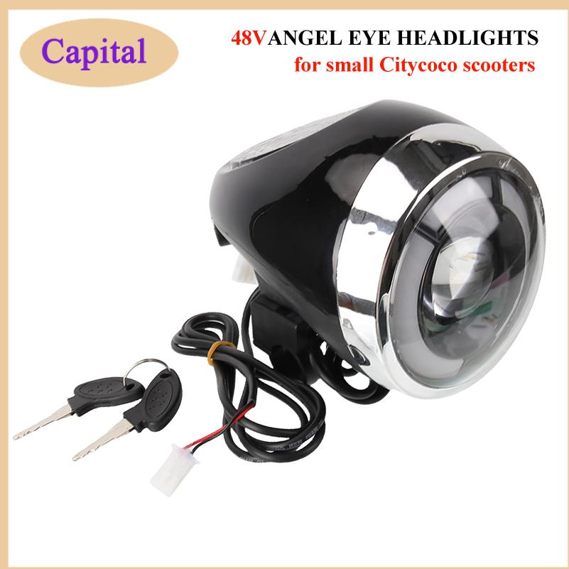 For CItycoco Angel Eyes 48/60v headlight Electric Scooter turktron electric Motorcycle Headlight China Scooter Parts 48V