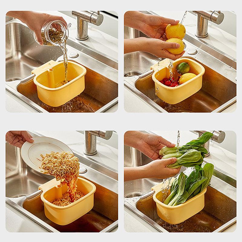 Sink Hanging Strainer Basket Drain Basket Openable Bottom Cover Kitchen Garbage Filter Sink Sponge Storage Basket