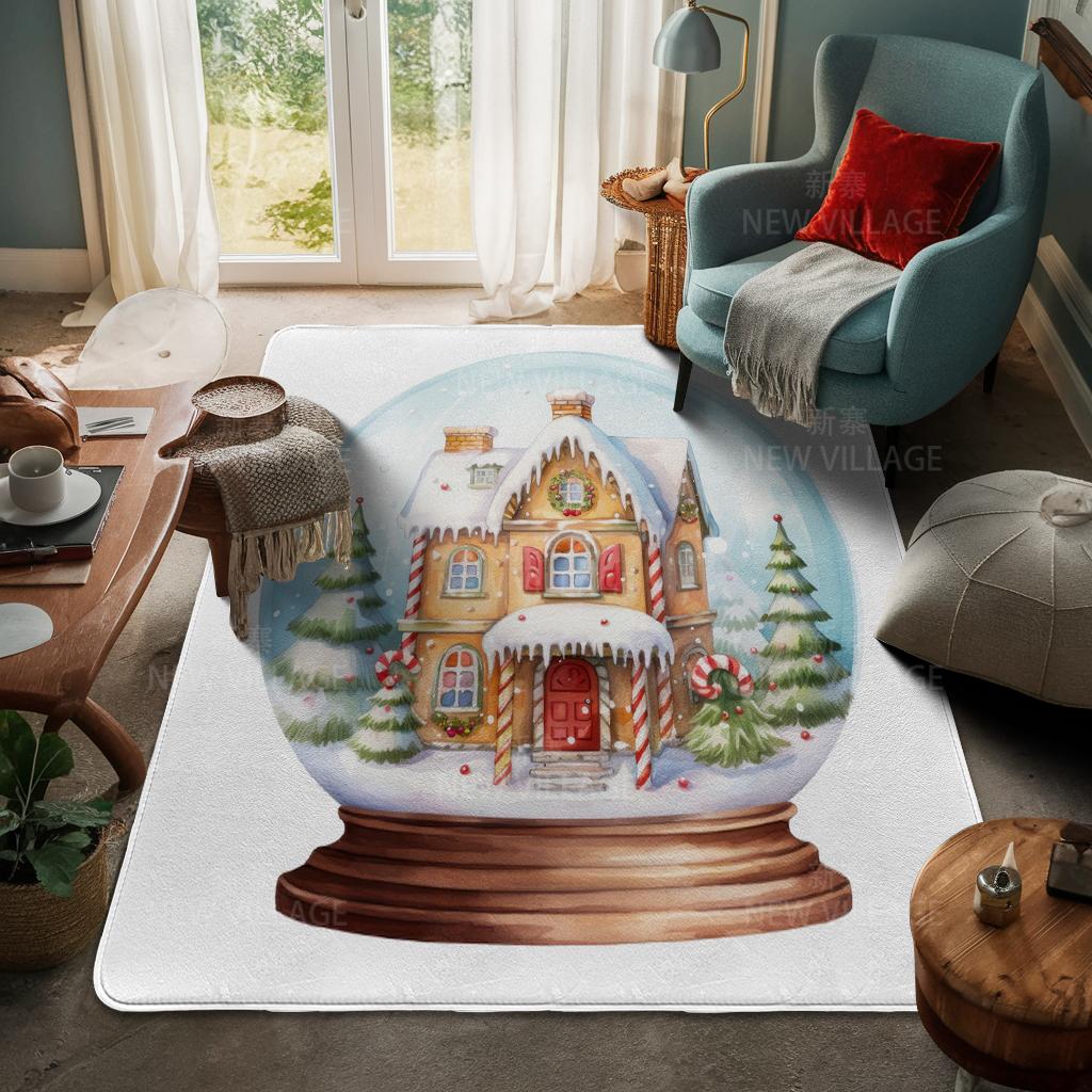 House Entrance Carpet Home Door Mat Living Room Bath Foot Bathroom Non-slip Water Absorption Rugs Bath Merry Christmas Winter