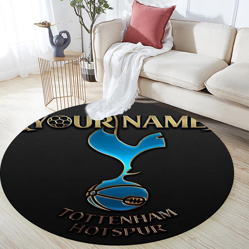 Custom Name,Tottenham Hotspur pattern round rug,Carpet Rug for Living Room Bedroom Playroom ,Non-slip Floor Mat,Holiday Gifts and Birthday Gifts.