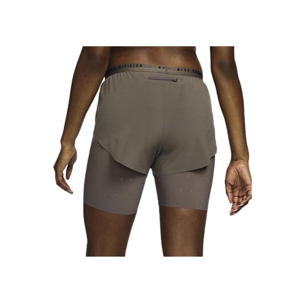 Nike Dri-Fit Quick-Dry Reflective Two-In-One Solid Color Running Fitness Shorts Women Shorts Cave-Stone DM7746-289