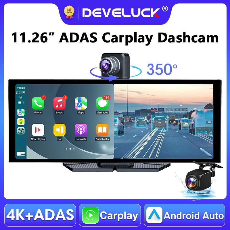 11.26 inch ADAS Car DVR 4K Dash cam Wireless Carplay Android Auto Bluetooth Dashboard Video Recorder Siri Voice Control FM AUX