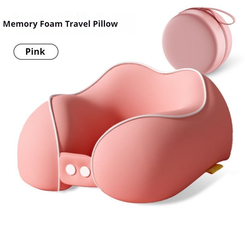 

Подушка для шеи в самолете, шейный позвонок, портативная, для кемпинга на открытом воздухе, U-образная, с сумкой для хранения, для путешествий 25x25x12cm розовый