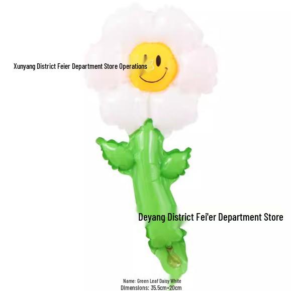 Daisy and Sunflower Smiley Face Balloons – Handheld Stick Decoration for First Birthday & Kindergarten Festivals.