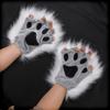 Half Finger Bear Paw Gloves Polyester Cat Paw Mittens Halloween Gloves  Cosplay