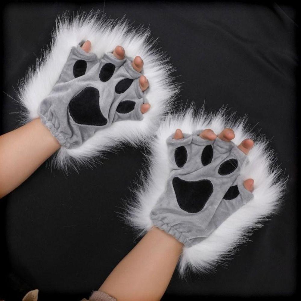 Half Finger Halloween Gloves Wolf Claw Cat Paw Mittens Raptor Claw Bear Paw Gloves  Male/female