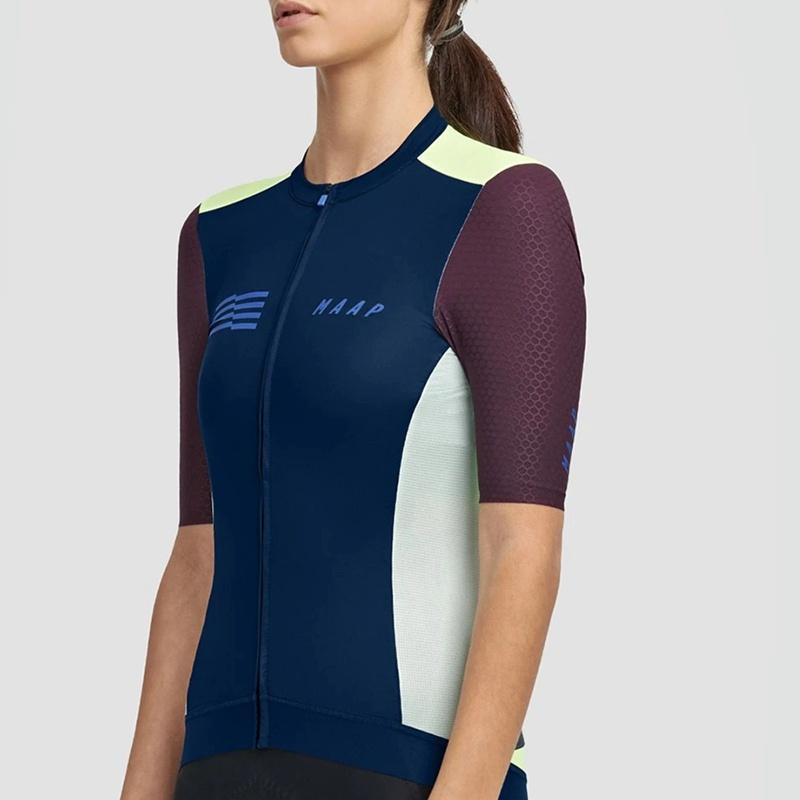Team MAAP Women Emblem Pro Cycling Jersey Summer Air Mesh Short Sleeve Bike Shirt Vector Art Color Stitching Style