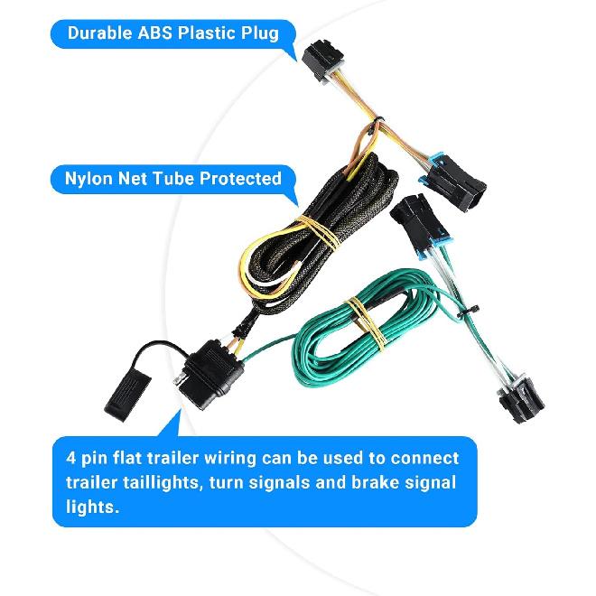 Oyviny  4 Way Trailer Wiring Harness 55540 For 2003- Chevy Express/GMC Savana 1500, 2500, 3500, 4 Way Trailer Light Wiring Kit Express Trailer