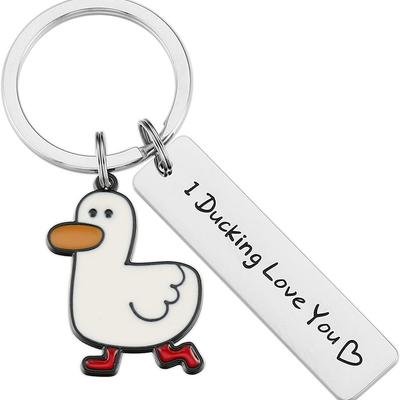 For Boyfriend Girlfriend Couples Jewelry Cute Duck 1pc Keychain I Ducking Love You Cute Funny Lover Gift  Handmade