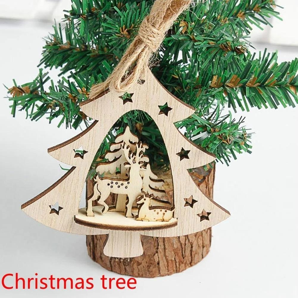 

1шт деревянная стереоскопическая рождественская елка подвесная подвеска креативное праздничное украшение Christmas tree