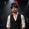 Adult Black Top Hat with and Red Feather Decoration for Costume