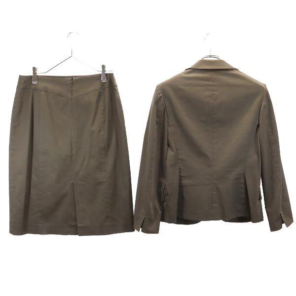 23ku Linen Blend Skirt suit Setup Upper 40/Lower 44 Khaki Women Used
