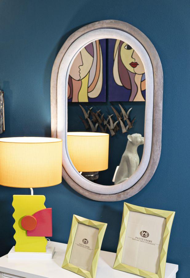 Wall Mirror Antony Grey Velvet Cm 60X4X90