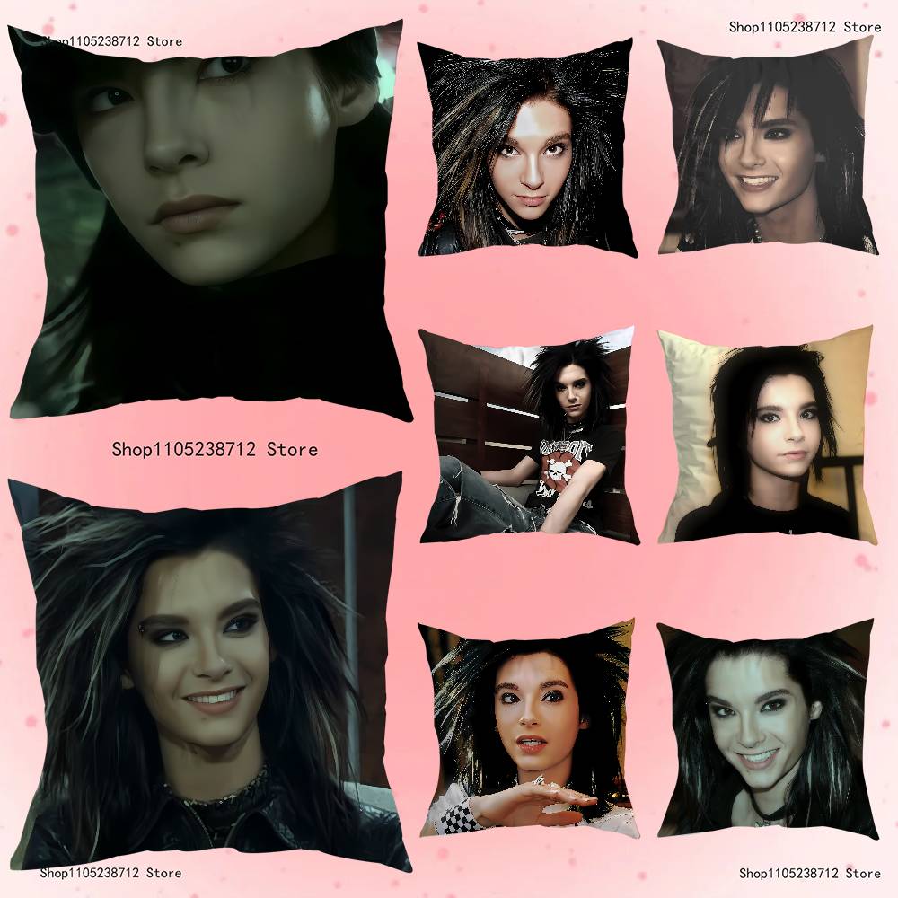 Singer B-Bill K-Kaulitz Anime Pillow Case Anti-dustmite Pillowcase Invisible zipper silky short plush Sofa cushion cover