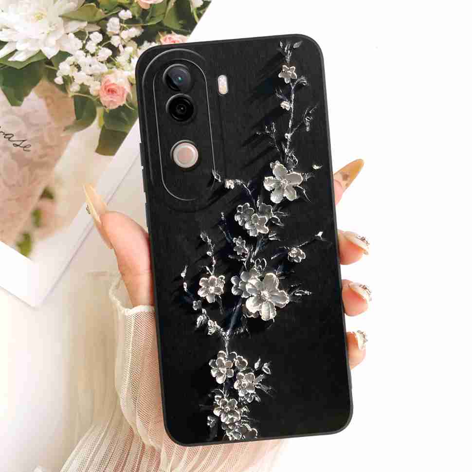 For vivo V40e 5G Case Cute Cat Cream Flower Silicone Back Cover For Vivo V 40e VIVO V40E 5G V2403 Phone Cases Bumper Fundas