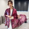 New Lijin forging silk scarf red moonflower printing shawl spring and autumn female simulation silk scarf versatile