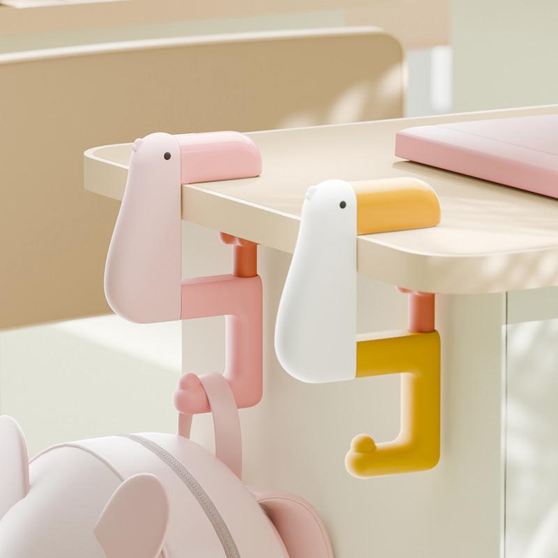 Cute Cartoon Multi-Purpose Duck Design Wall Hooks Hanger For Table Portable Folding Desk Stand Removable Reusable Backpack Hook
