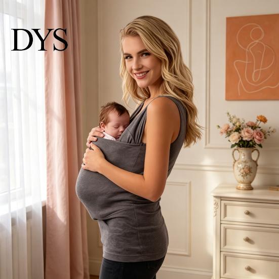 Stretchy Tank Top Baby Carrier Kangaroo for Mom, V Neck Infant Wrap Top, Breathable Sleeveless Shirt with Pocket Holding