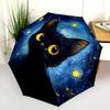 Night Cat  pattern, automatic folding umbrella, portable and foldable design, 8 ribs, a Christmas or birthday gift.