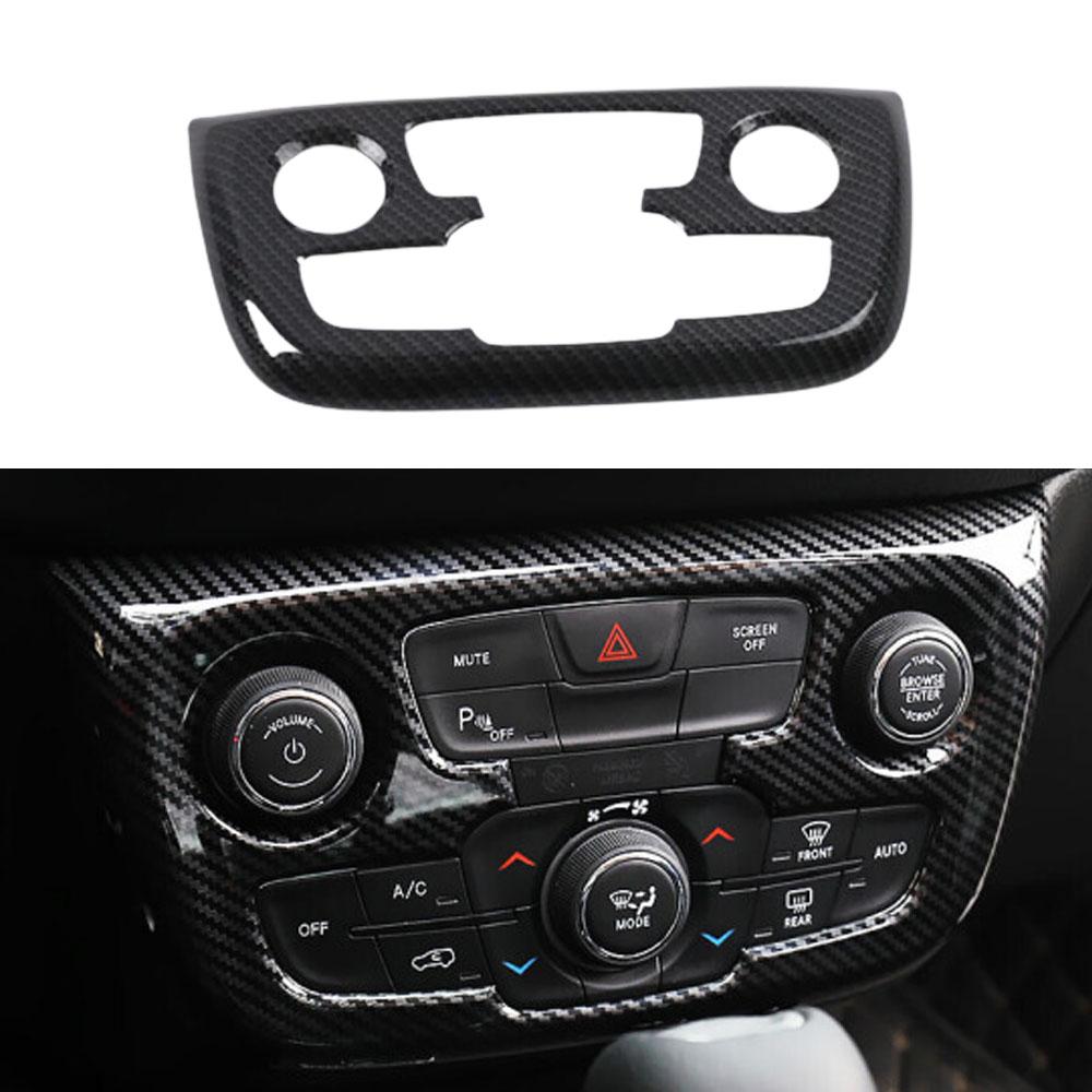 For Jeep Compass 2017 2018- ABS Plastic Car Door Sound Speaker Audio Ring Cover Carbon Fiber Water Cup Holder Frame Trim