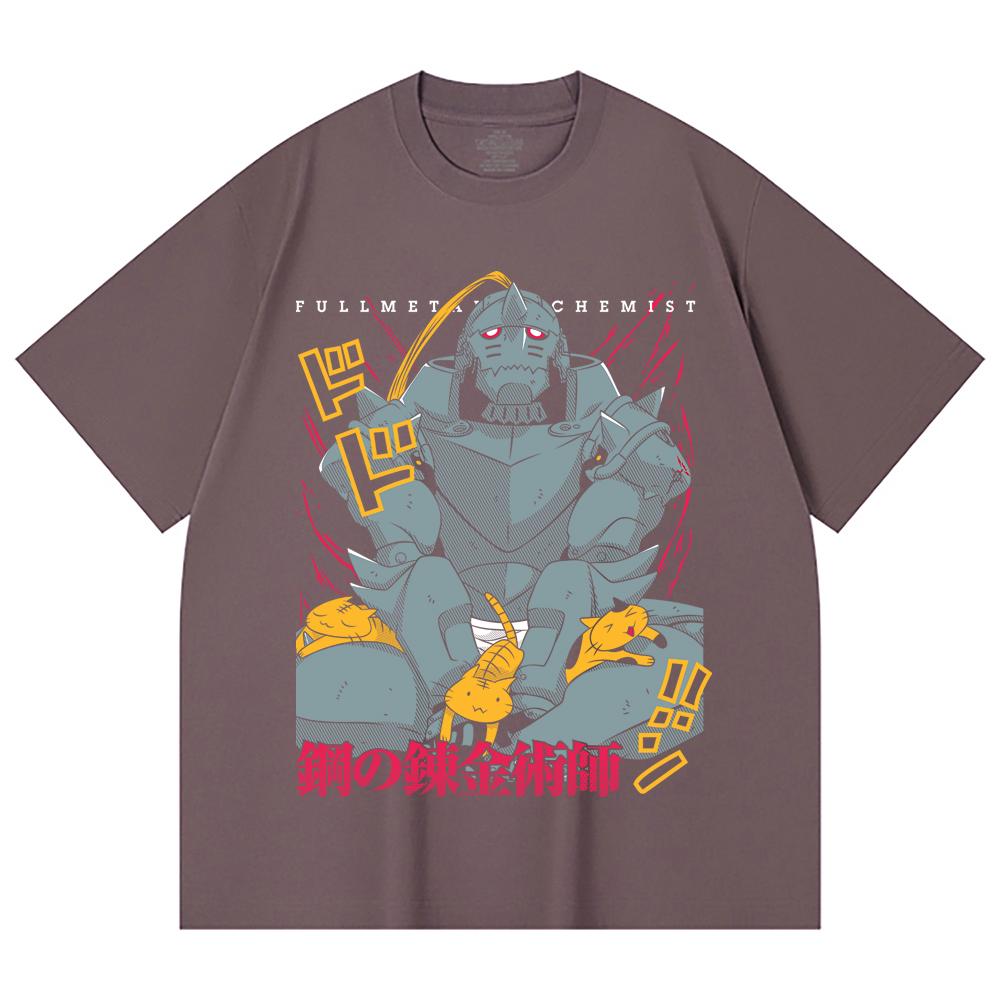 T-shirt Unisex in Cotone Pesante 230 g/m² 100% Cotone con Stampa Fullmetal Alchemist V4 Alphonse