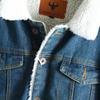 Winter Vintage Lamb Wool Lapel Denim Jacket for Men, Thickened Warm Workwear Style Washed Jacket Trendy