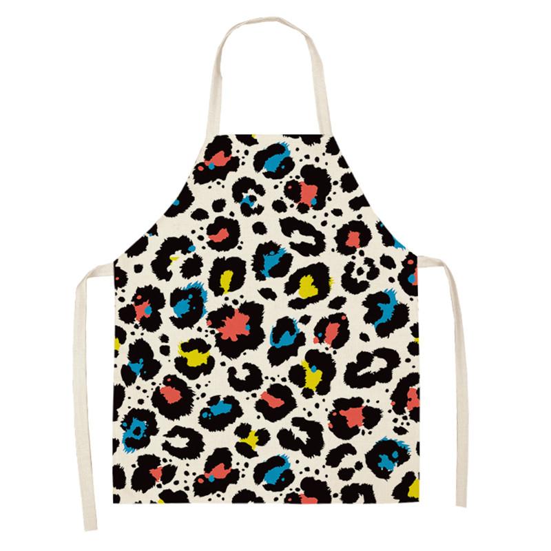 Kjøp Leopard Print Flower Printed Sleeveless Aprons Kitchen Women