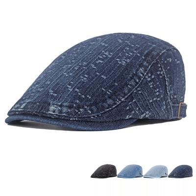 Frühling Sommer Einfarbig Newsboy Caps Männer Gewaschen Denim Baumwolle Flache Schirmmütze Frauen Maler Baskenmütze Hüte