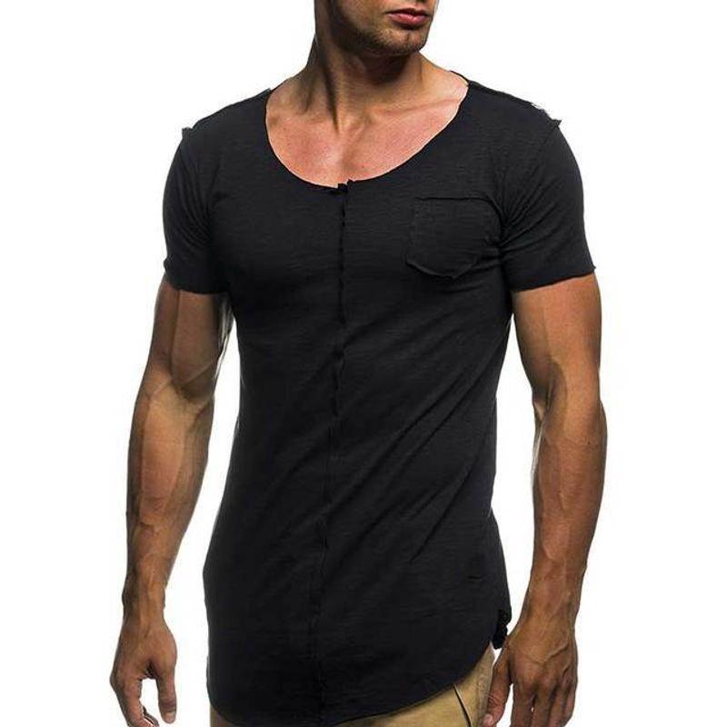 

Paneled Crewneck Short Sleeve T-shirt Patchwork Solid Color round Neck Short Sleeves T-shirt ZT15 black 3XL