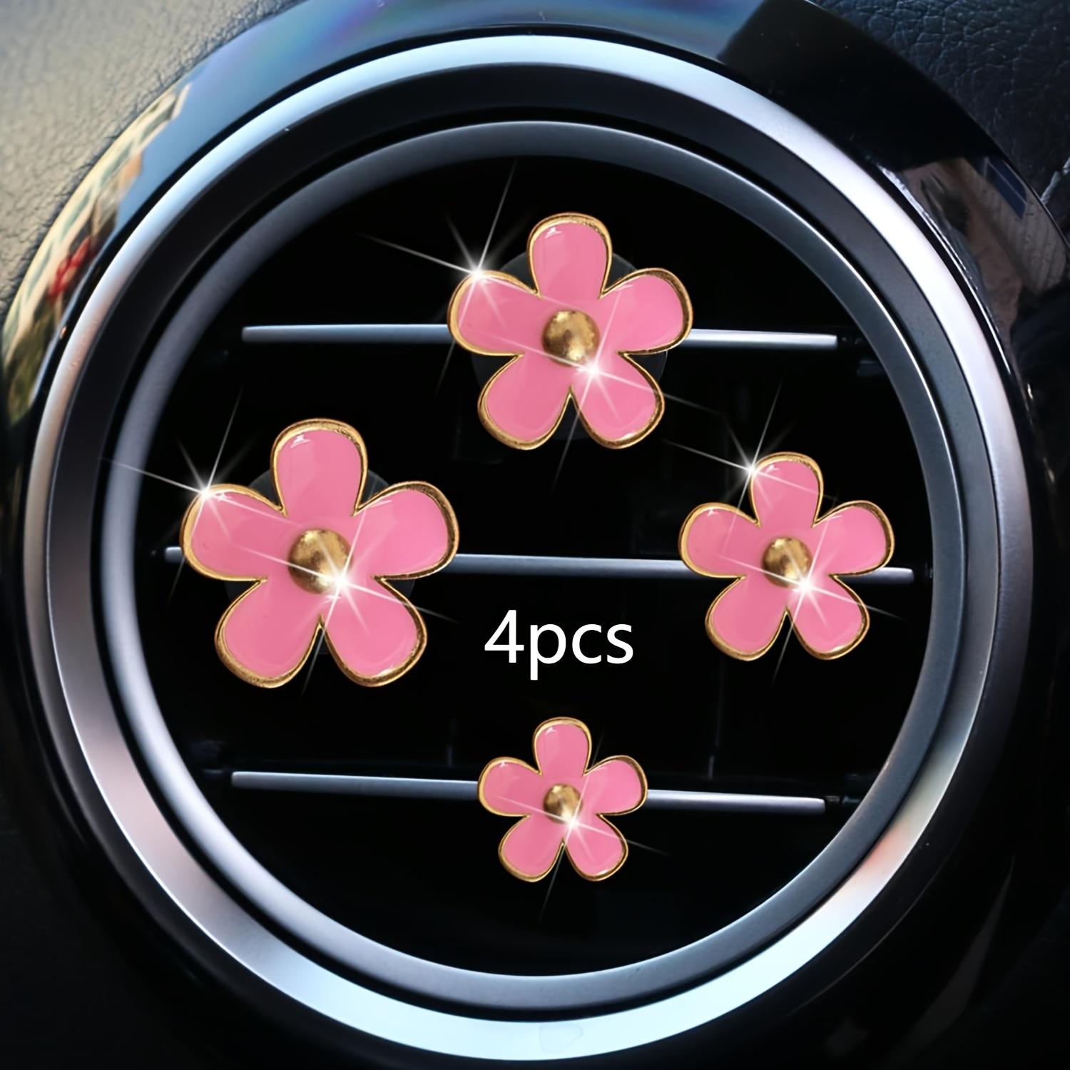 

4 шт./компл. Универсальная посадка Цветок маргаритки Сплав Украшения-клипсы на воздуховод автомобиля для клипсы кондиционера автомобиля Аксессуары Прорези воздуховода розовый