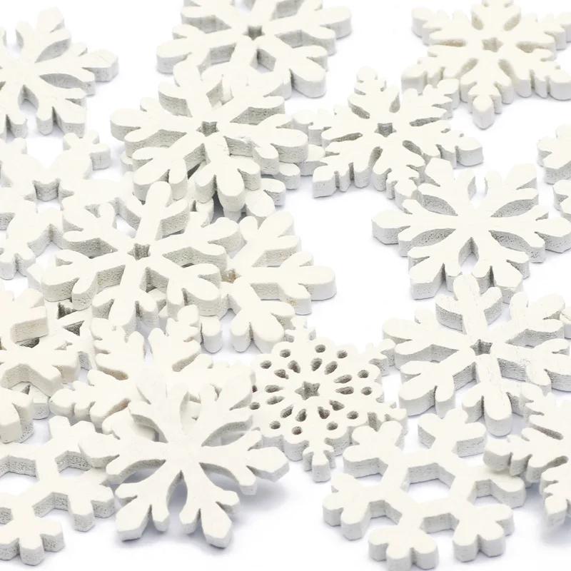 

50Pcs 20/25/35mm White Wooden Slice Christmas Snowflake Scrapbooking For Christmas Embellishment Craft DIY Handicraft Decoration 20mm белый
