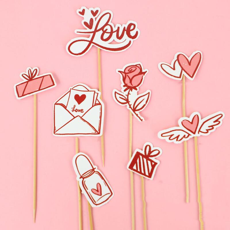 Valentine s Day Ins-Style Cake Topper Set