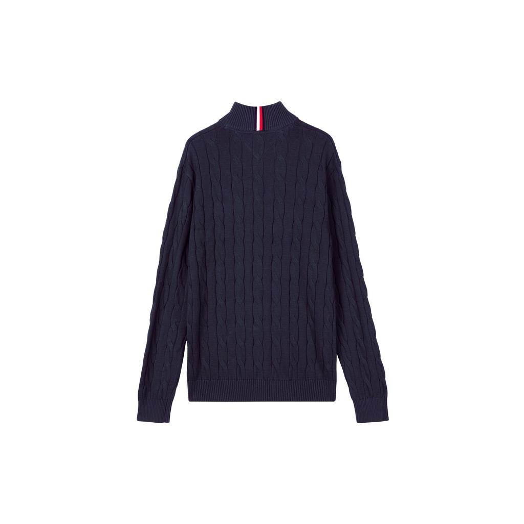 Tommy Hilfiger Plain Cable Knit Half-Zip Business Sweater Men sweater Navy-Blue 78J9816-410