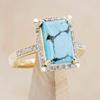 Gold-Plated Turquoise Square Gemstone Ring - Creative Retro European & American Style