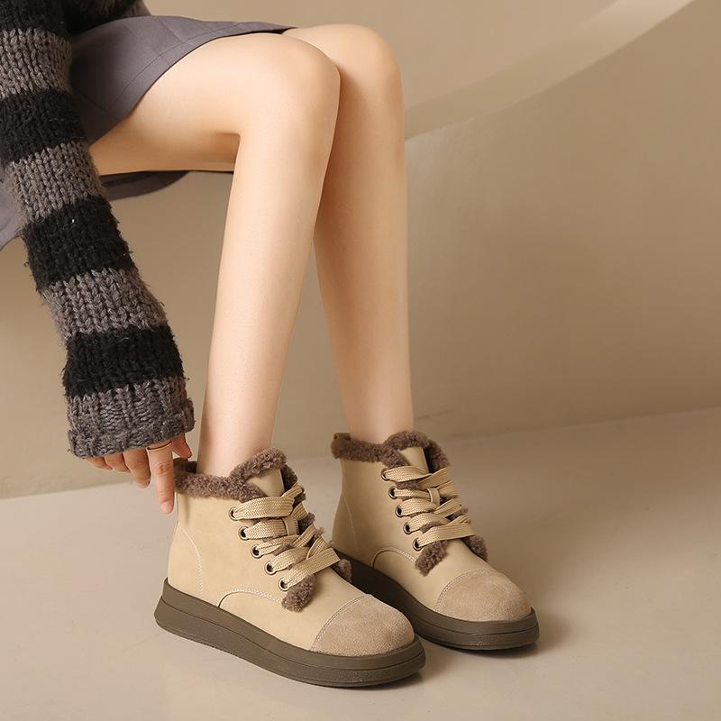 Bottes de neige à semelles épaisses européennes et américaines pour femmes, nouvelles bottes courtes en coton isolant en peluche d'hiver 2024 Plataforma Mujer Trafza