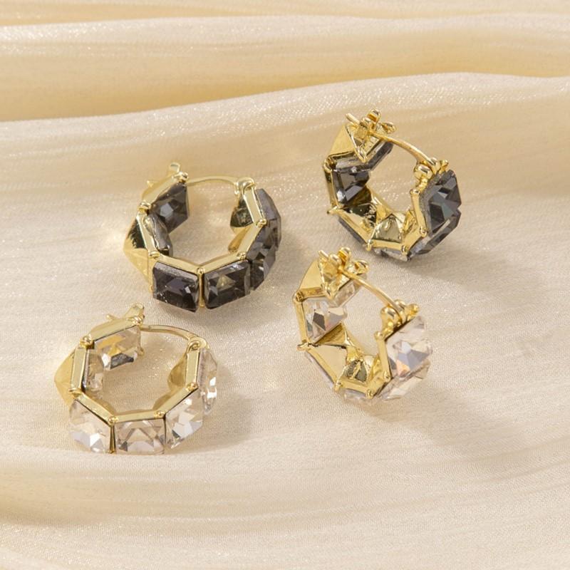 Golden Plated Cubic Zirconia Drop Hoop Earrings for Women Luxurious Fashion Huggies Party Jewelry Gifts