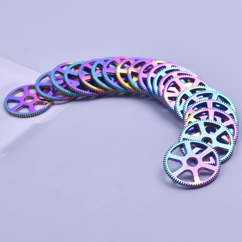 Rainbow Gear Charms For Jewelry Making Supplies Wholesale Items Round Steampunk Accessories DIY Necklace Earrings Component Gift