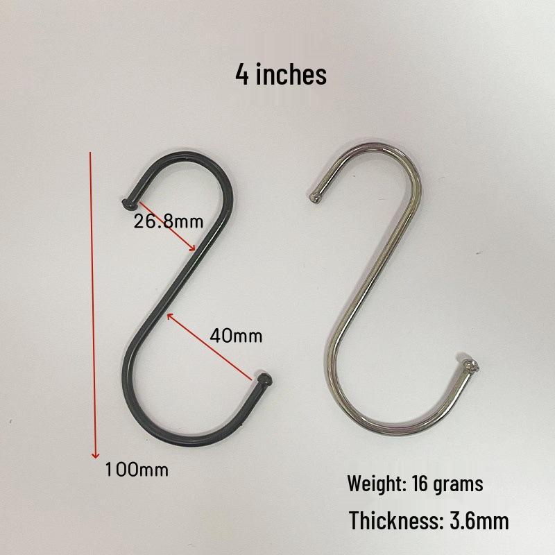 Cross-Border S-shaped Iron Hooks: 11 Specifications In Black & Silver for Hanging and Connecting